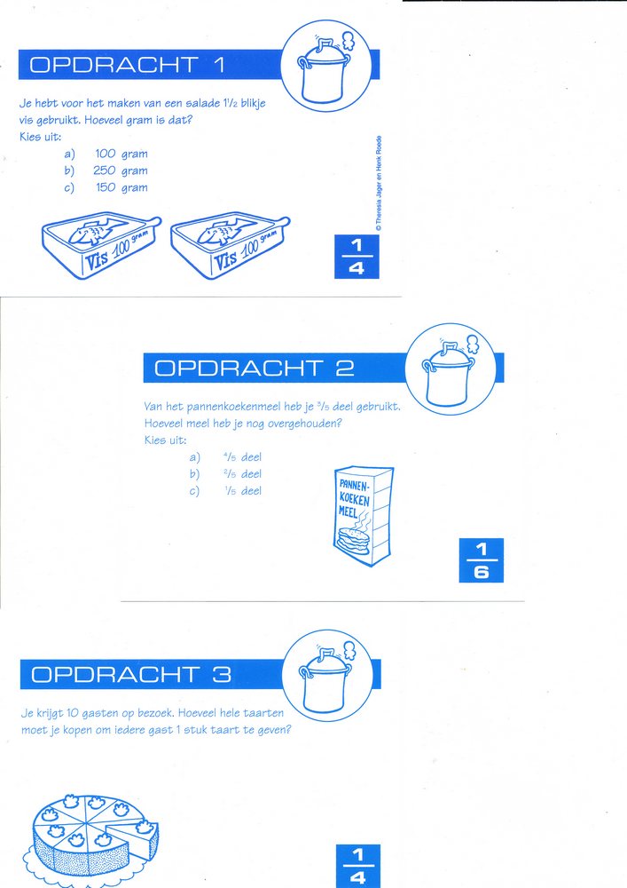 Oefenkaarten met breuksommen ( kookpan )