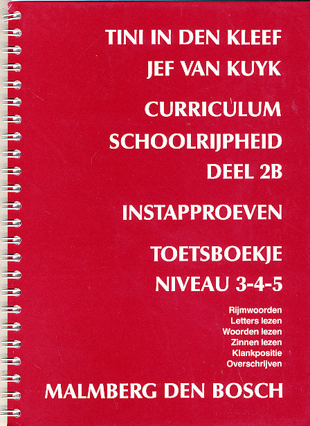 Curriculum Schoolrijpheid Deel 2B Instapproeven toetsboekje