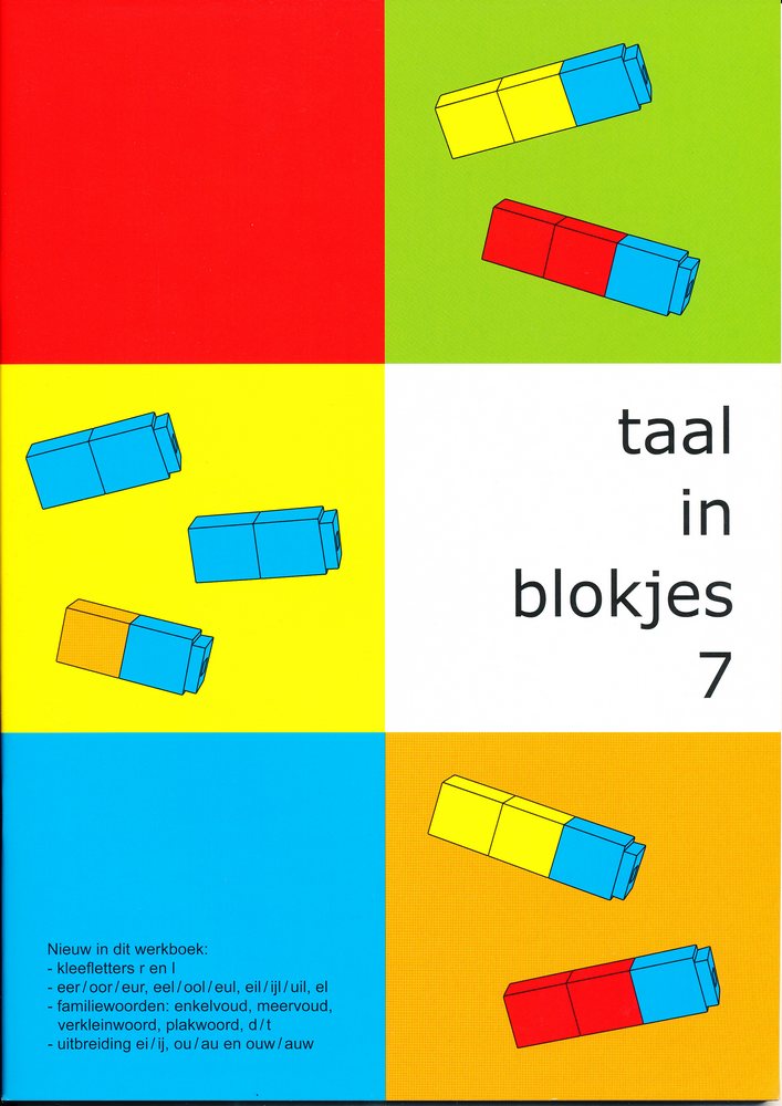 Taal in Blokjes werkschrift 7 zwart/witte versie (per stuk)