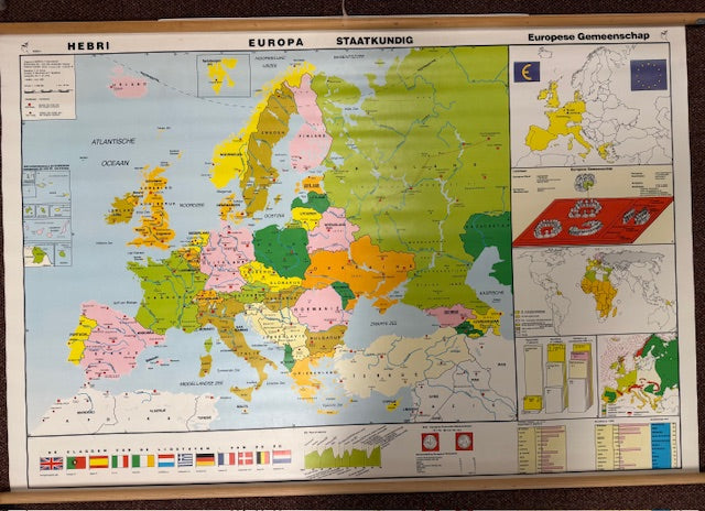Wandkaart van Europa (Hebri) versie 1992