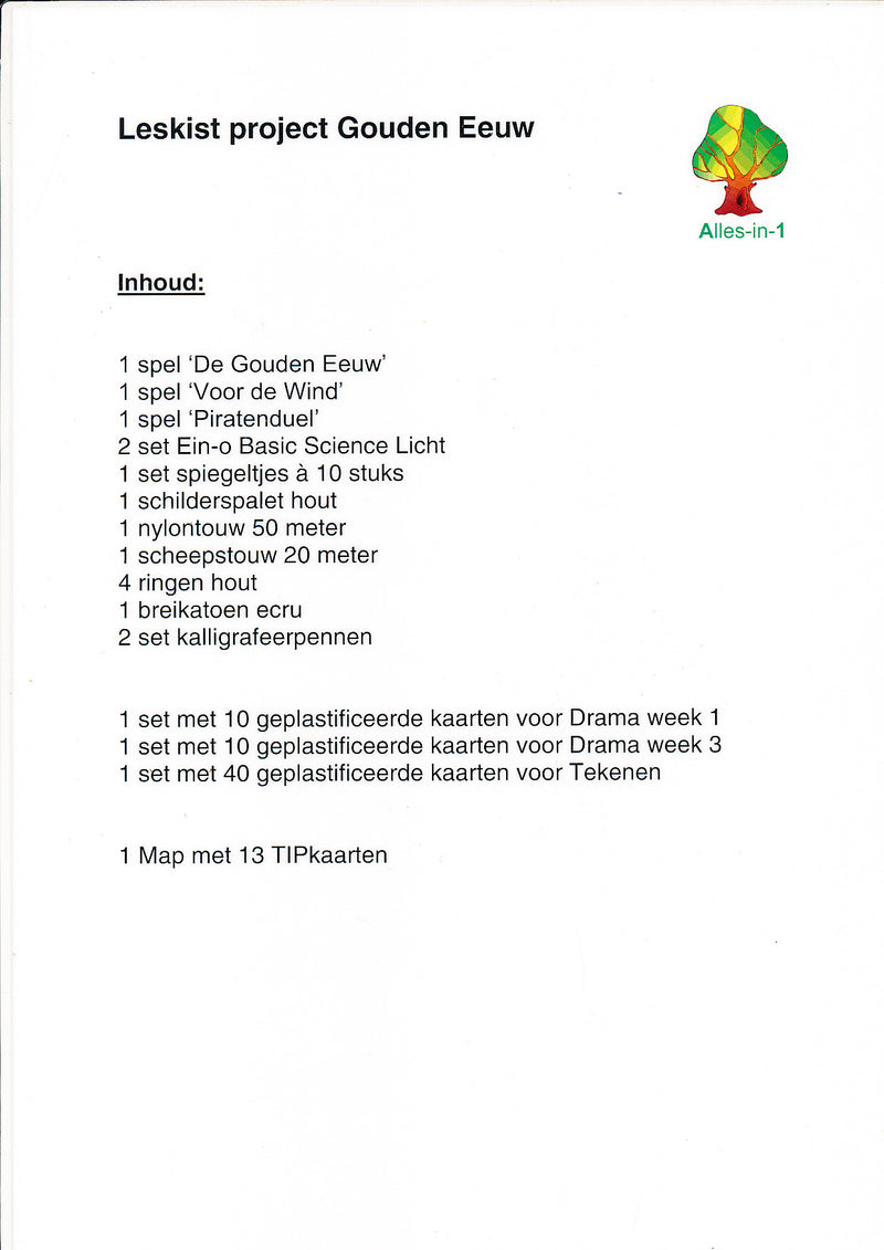 Alles-in-1 Leskist Project Gouden Eeuw voor 60 leerlingen 2008
