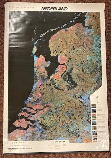 Klassikale kaart/poster Satellietbeeldkaart Nederland