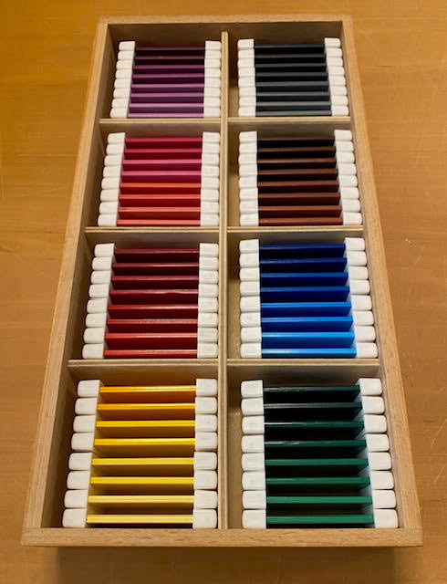 Montessori kleurspoelen nuancekist (64-delig)