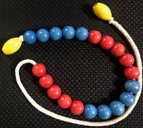 Rekenketting 20 kralen rood/blauw/geel groot formaat