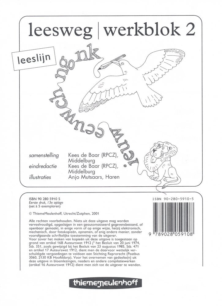 Leeslijn versie 1 Leesweg werkblok 2 (per stuk)