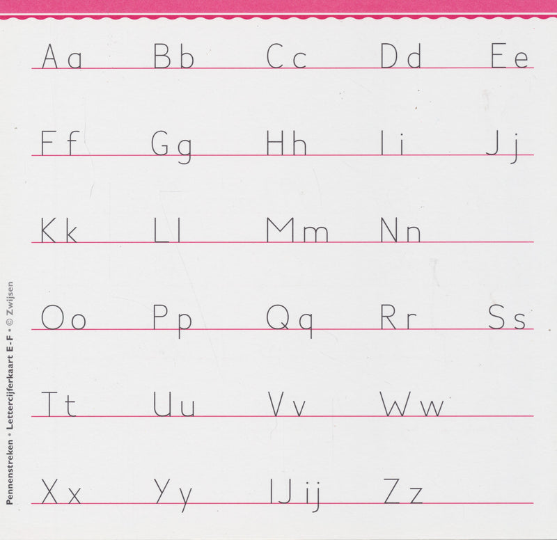 Pennenstreken Letter/Cijferkaart E-F (per stuk)