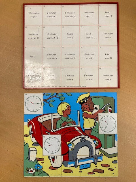 Puzzelen met klok kijken (tanken)