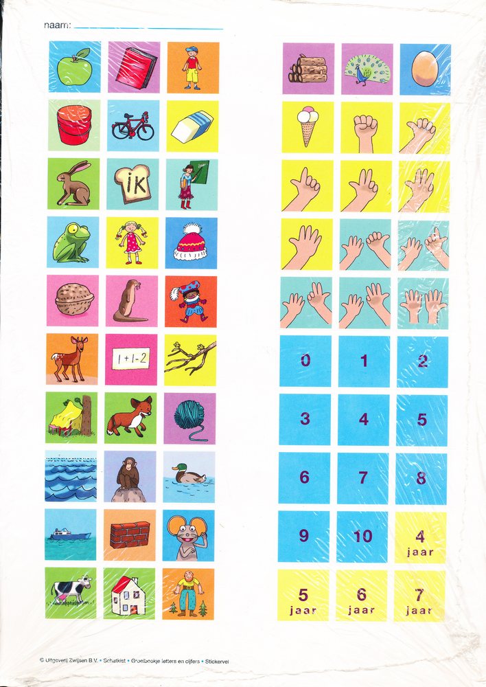 Schatkist stickervel Cijfers/Letters (per 25)