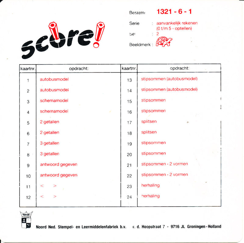 Score! kaarten, aanvankelijk rekenen (0 t/m 5 optellen)