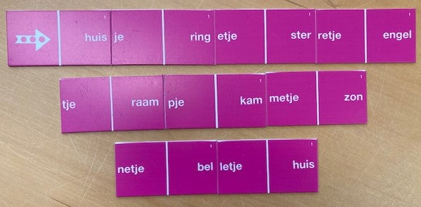 Taaldomino Woord verkleinen Roze 1