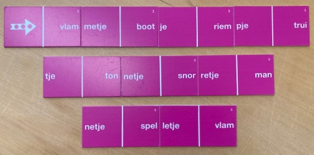 Taaldomino Woord verkleinen Roze 3