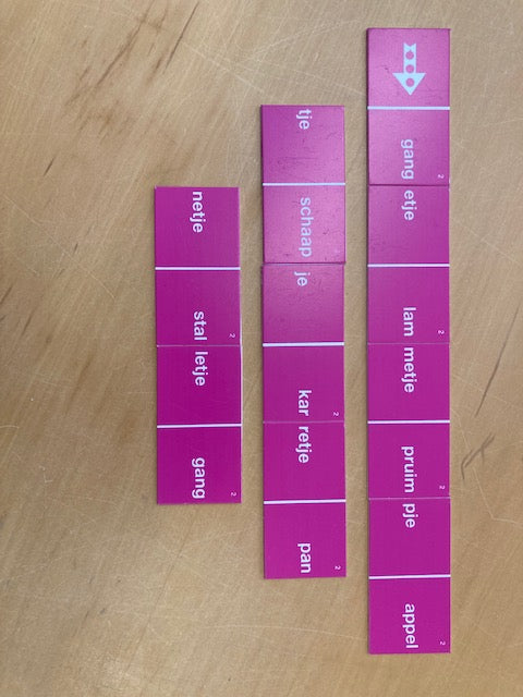 Taaldomino Woord verkleinen Roze 2