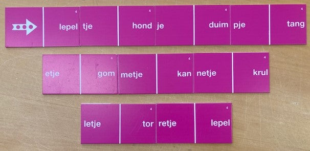 Taaldomino Woord verkleinen Roze 4