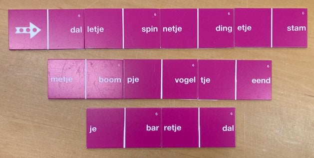 Taaldomino Woord verkleinen Roze 6