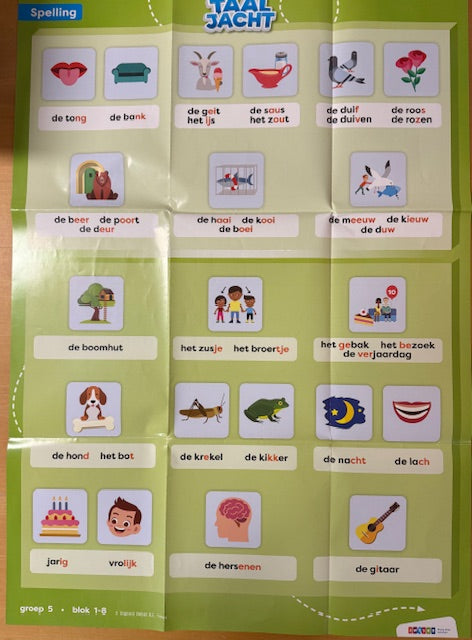 Taaljacht Klassikale poster Spelling groep 5 blok 1-8