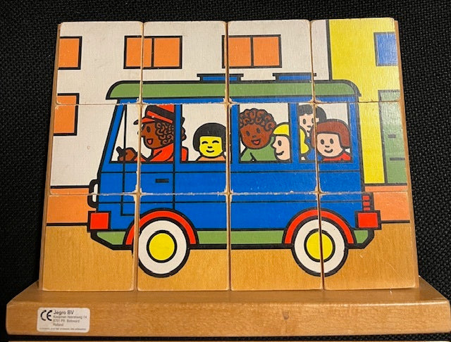 Verticale stokpuzzel Schoolbus