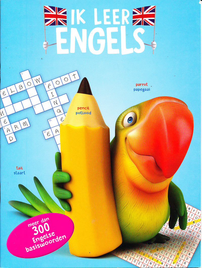 Ik leer Engels, blauw met papegaai (per stuk)