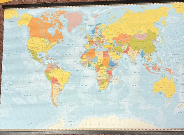 Klassikale kaart De Wereld Staatkundig enkelzijdig
