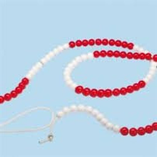 Klassikale Rekenketting 100 kralen rood/wit 2 meter lang