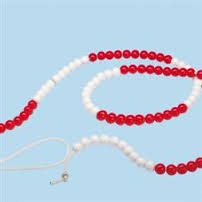 Rekenketting 20 kralen rood/wit klein