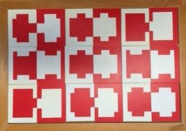 Welk geometrisch figuur hoort erbij? rood/wit (zie afbeelding)