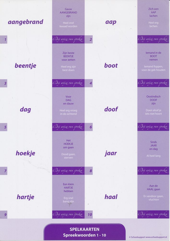 Spelkaarten Spreekwoorden