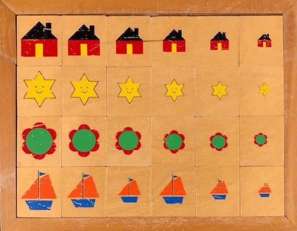 Van groot naar klein, houten begrip lotto